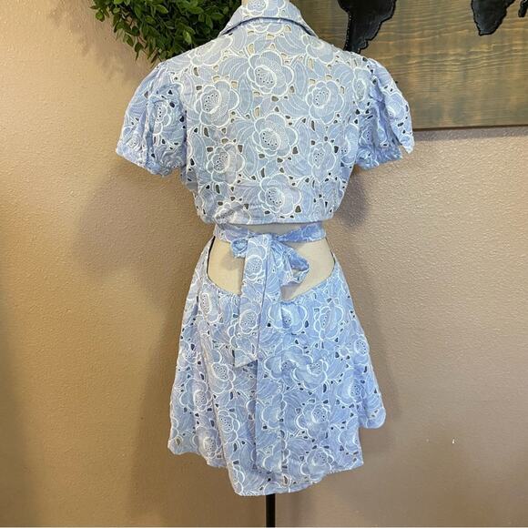 NWOT Lulus Perfectly Angelic Light Blue Embroidered Floral Mini Dress - Picture 4 of 11